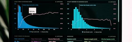 graphs of performance analytics on a laptop screen