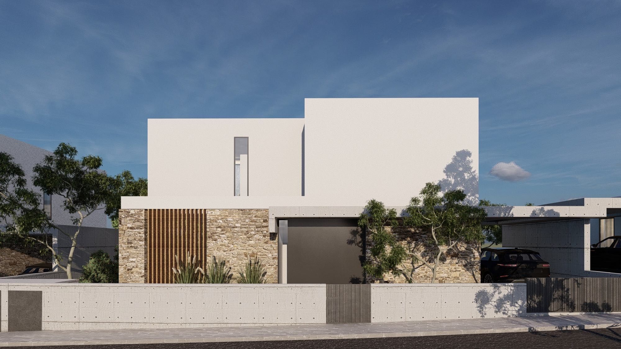 Modern luxury villa with sea and city views in Paphos, Cyprus