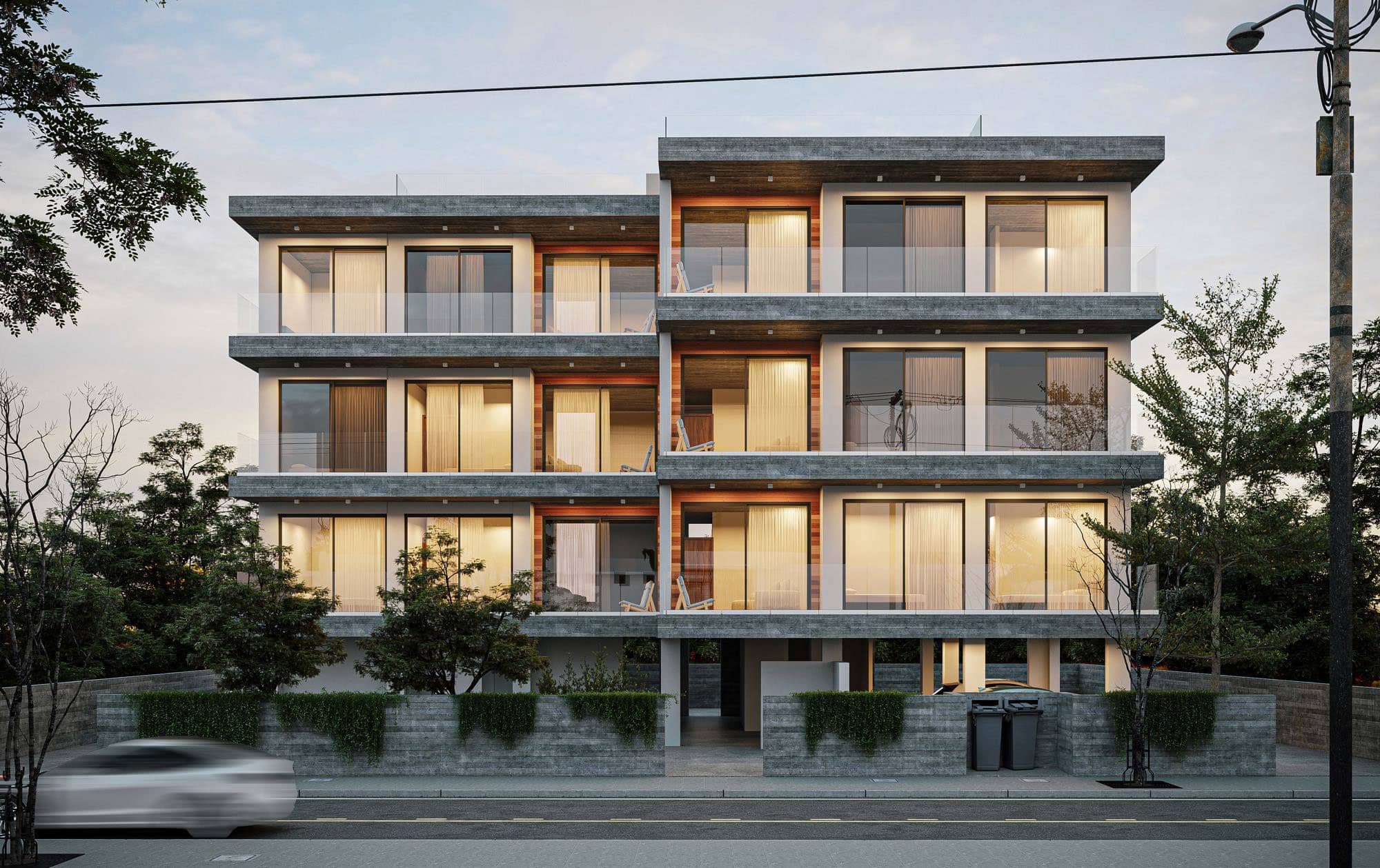 Modern exterior view of Nadia Park apartments in Paphos, Cyprus