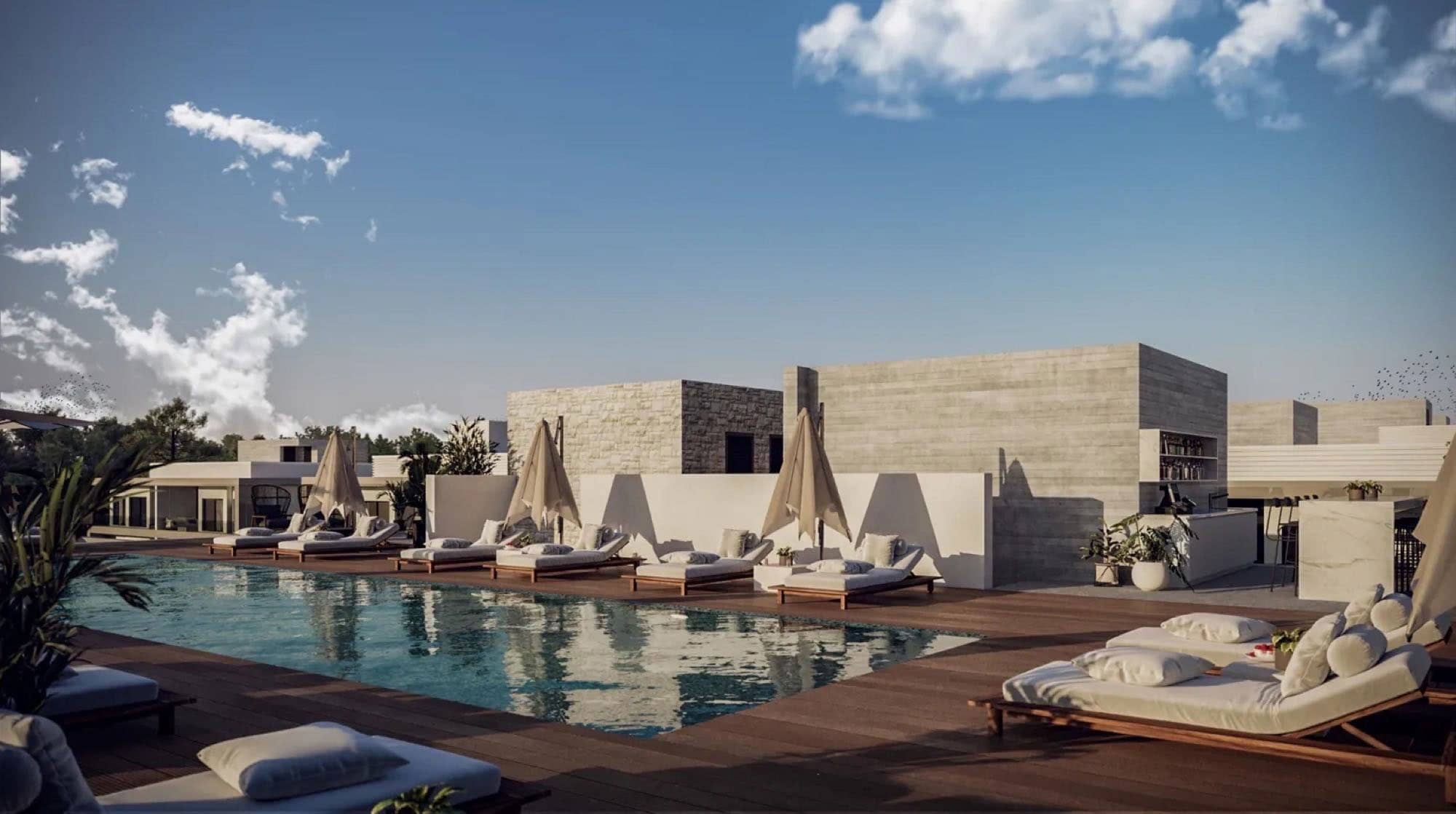 Rooftop pool with scenic views of Paphos