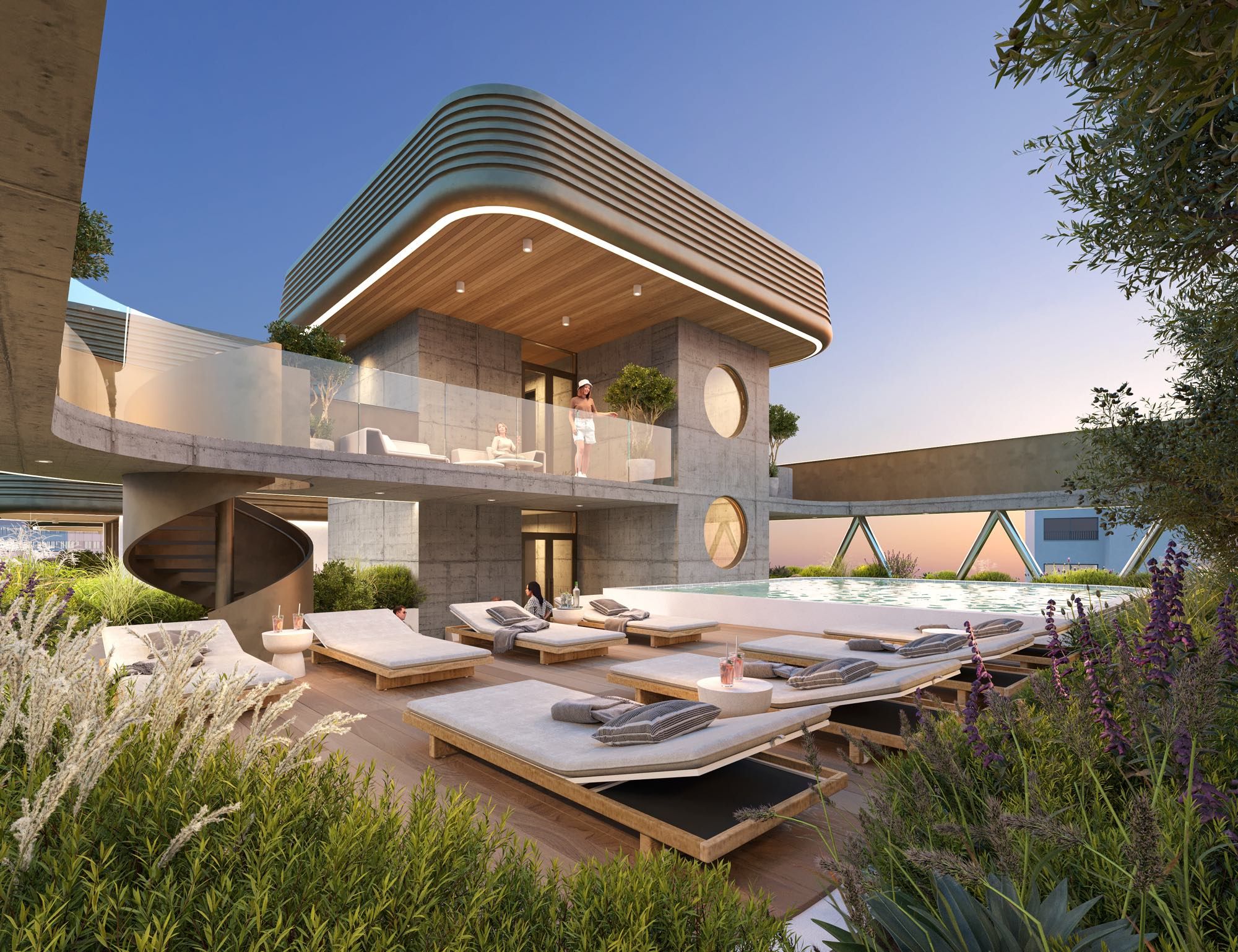 Luxury city apartment block with panoramic sea views
