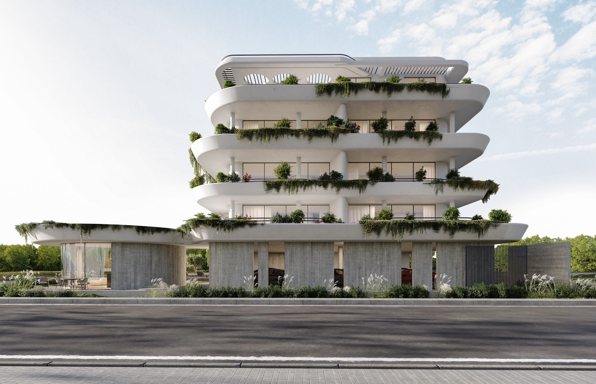Urban living complex with pool, outdoor gym and on-site café in Paphos city center