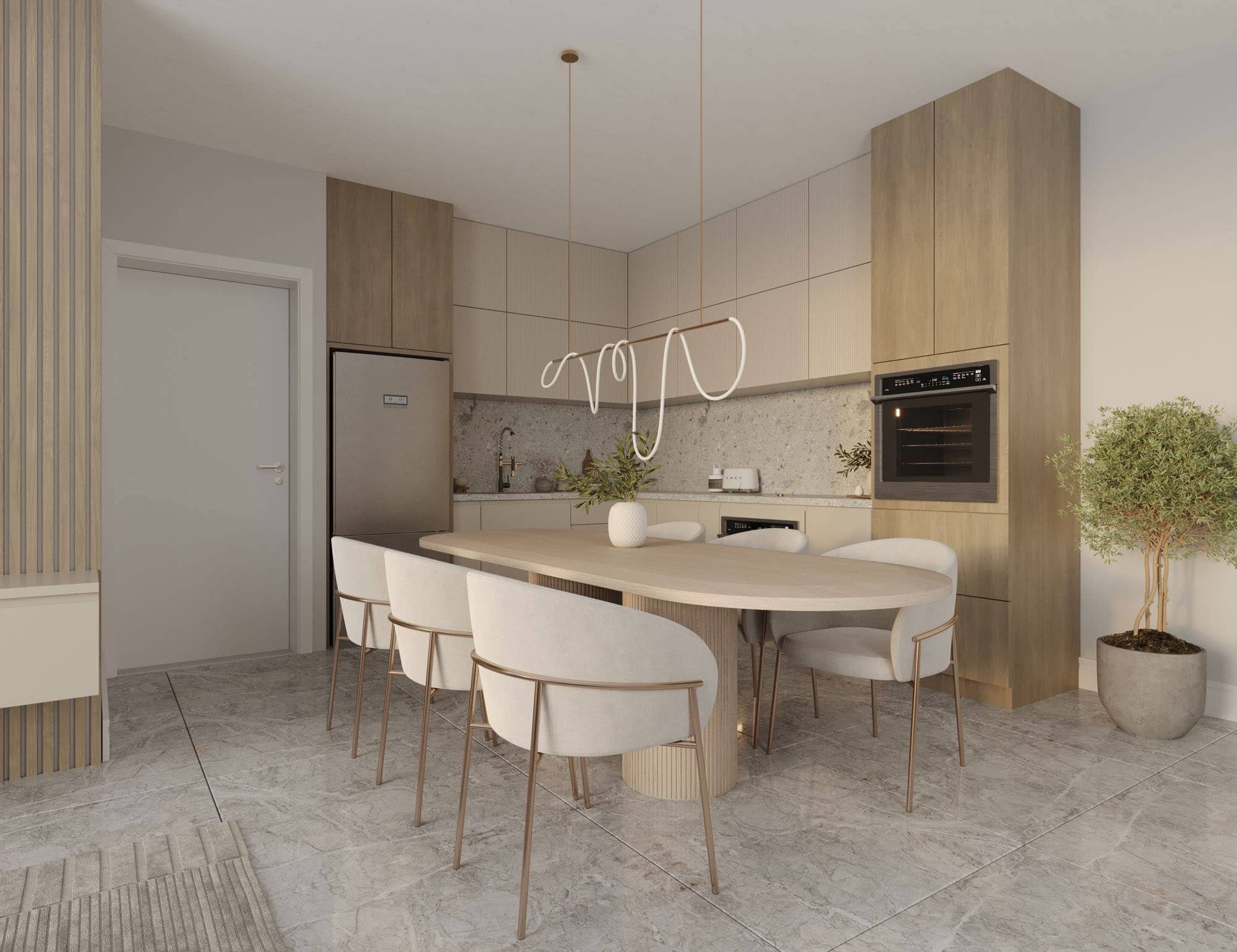 Contemporary kitchen with premium finishes - apartments in Cyprus