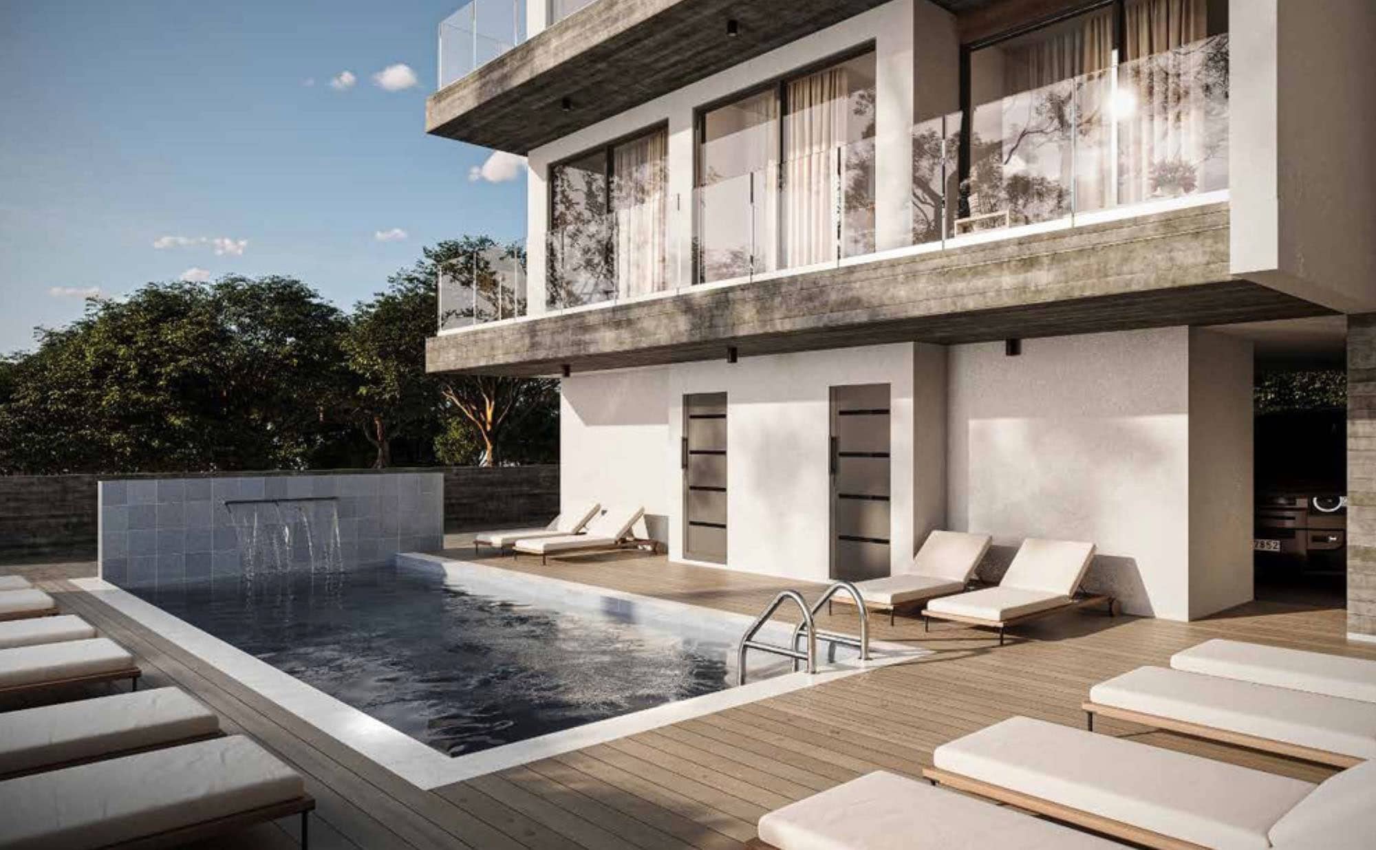 Modern exterior view of Nadia Park apartments in Universal, Paphos
