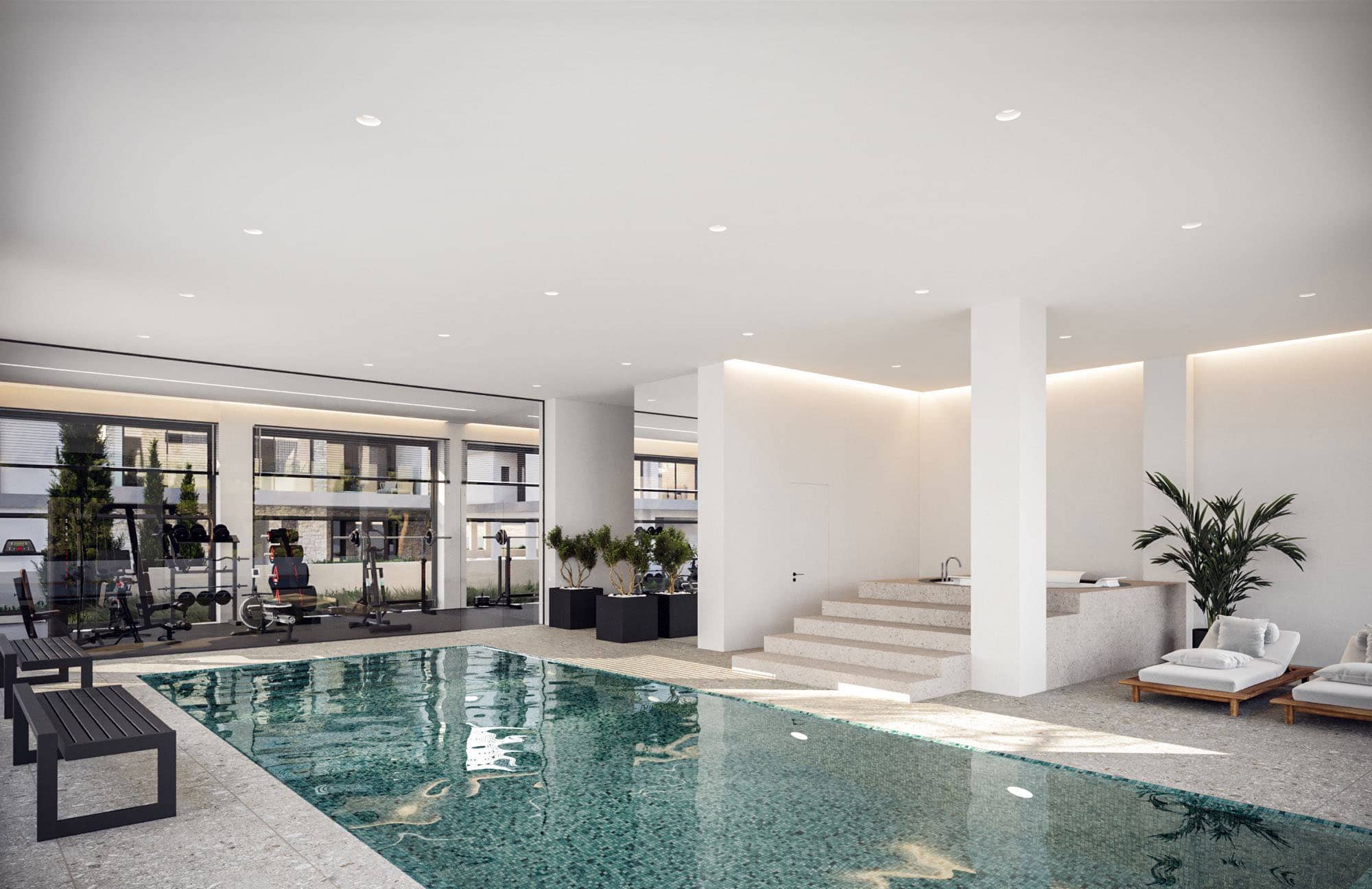 Indoor heated pool at Cypress Park senior community