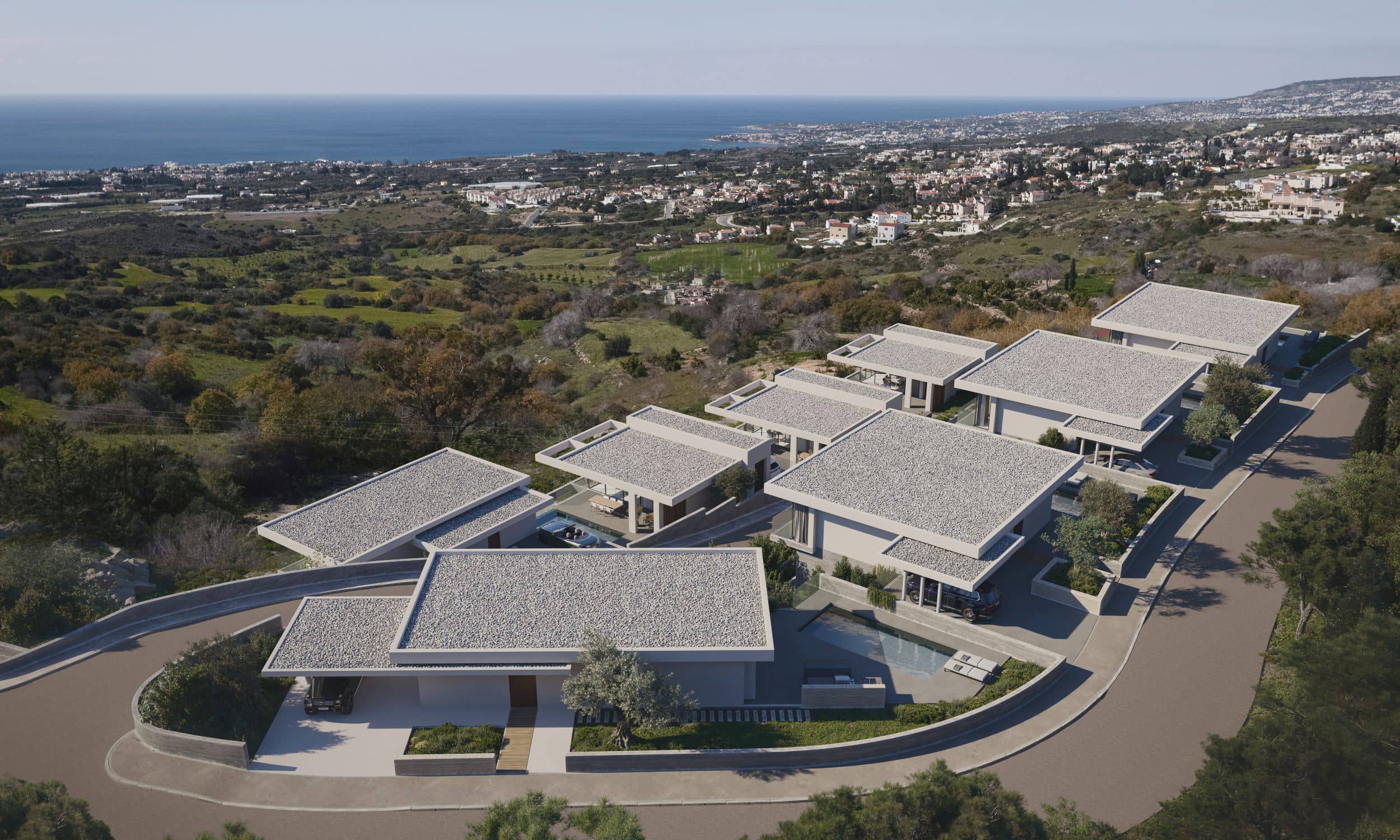 Luxury villas in Tremithousa, Paphos: Stunning views, pool & elegant design. A perfect blend of nature & sophistication for high-end buyers.