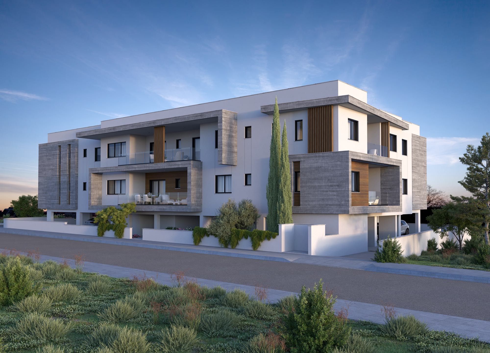 Oasis Garden apartment building with lush greenery in Chloraka