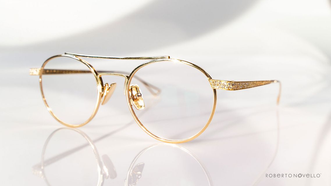 golden glasses with precious stones