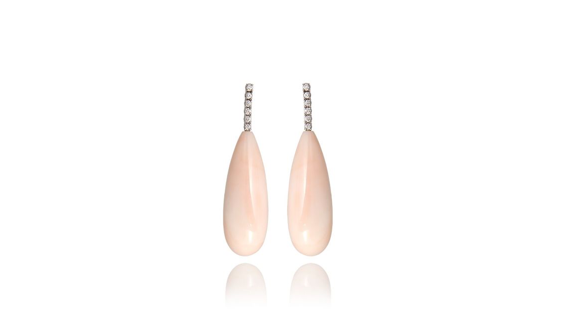 pink earrings with precious stones
