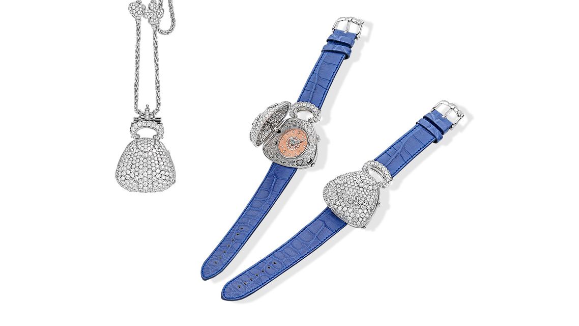 set of necklace and wristwatch
