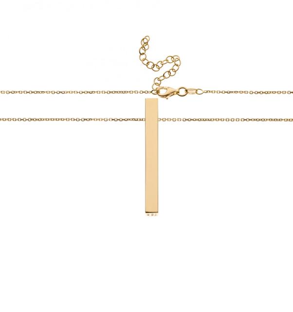 golden necklace with rectangular pendant