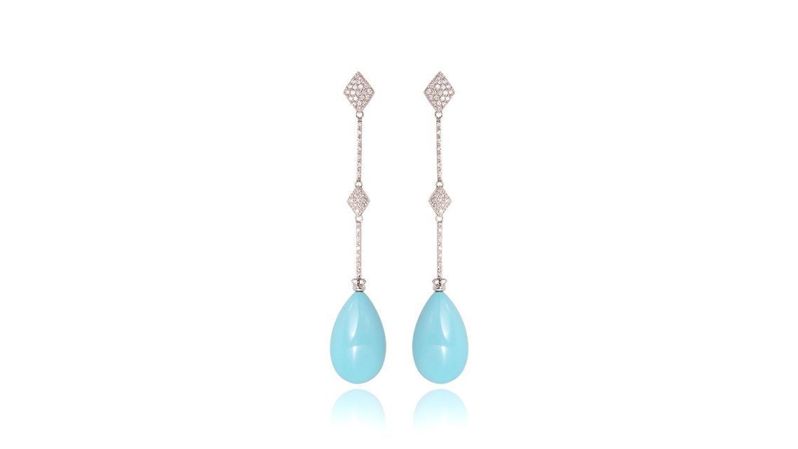 blue earrings with precious stones