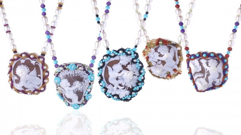 set of necklace with cameos