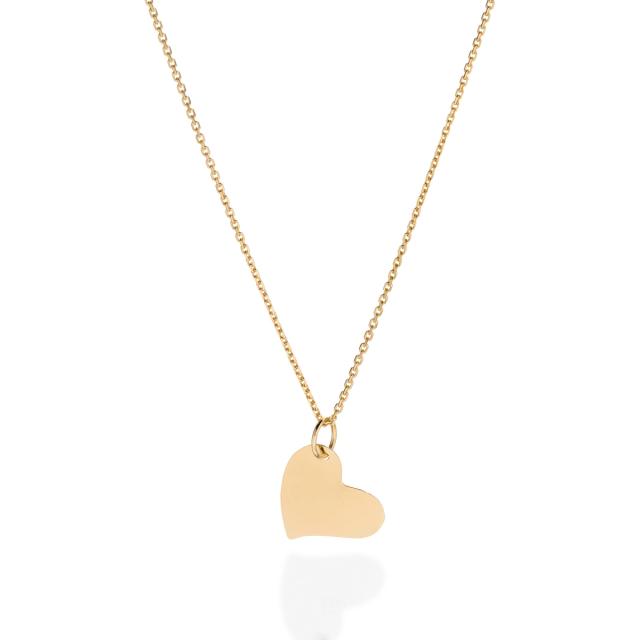 golden neclace with heart-shaped pendant