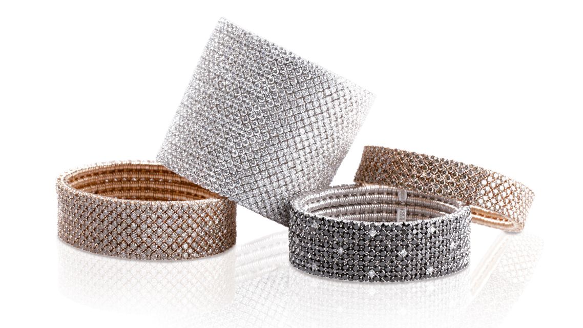 set of bracelets with precious stones