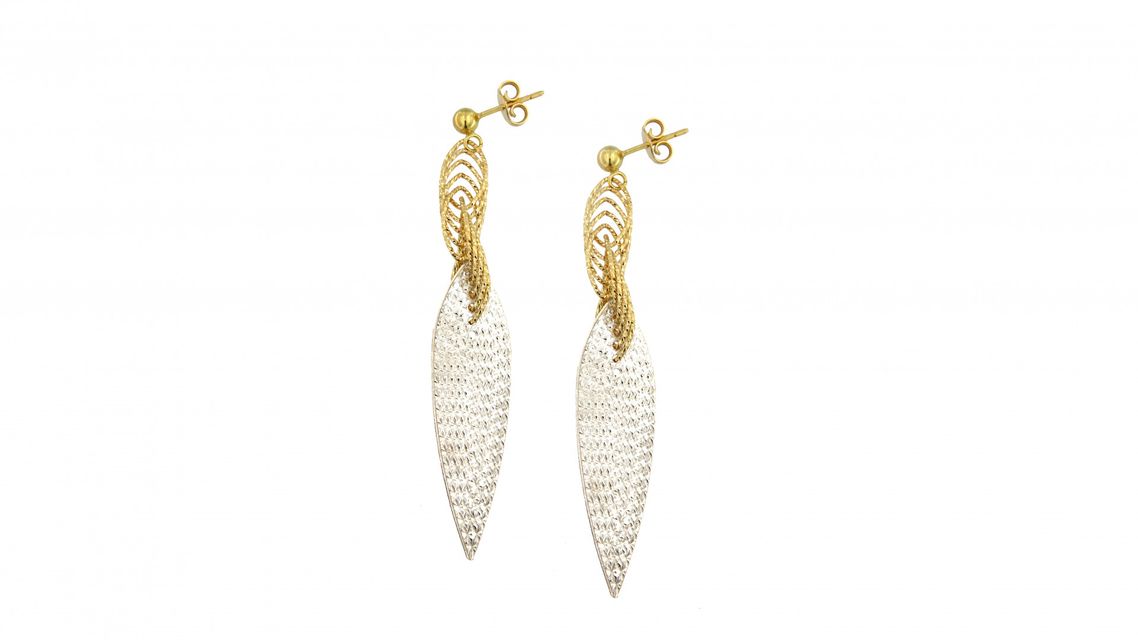 golden and white earrings