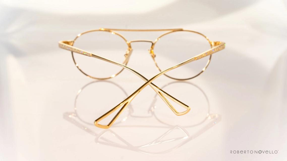 golden glasses with precious stones