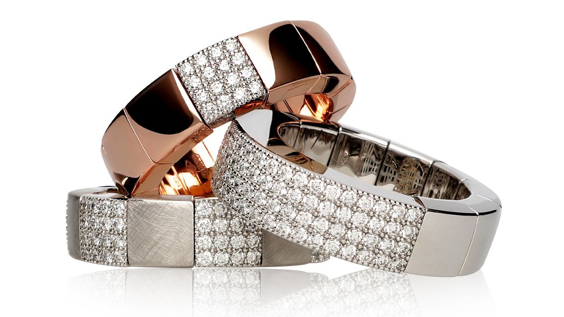 set of bracelets with precious stones