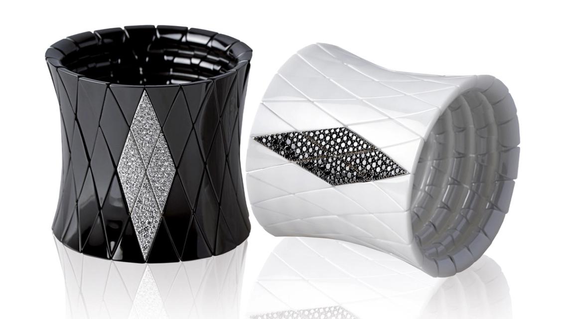 black and white bracelets with precious stones