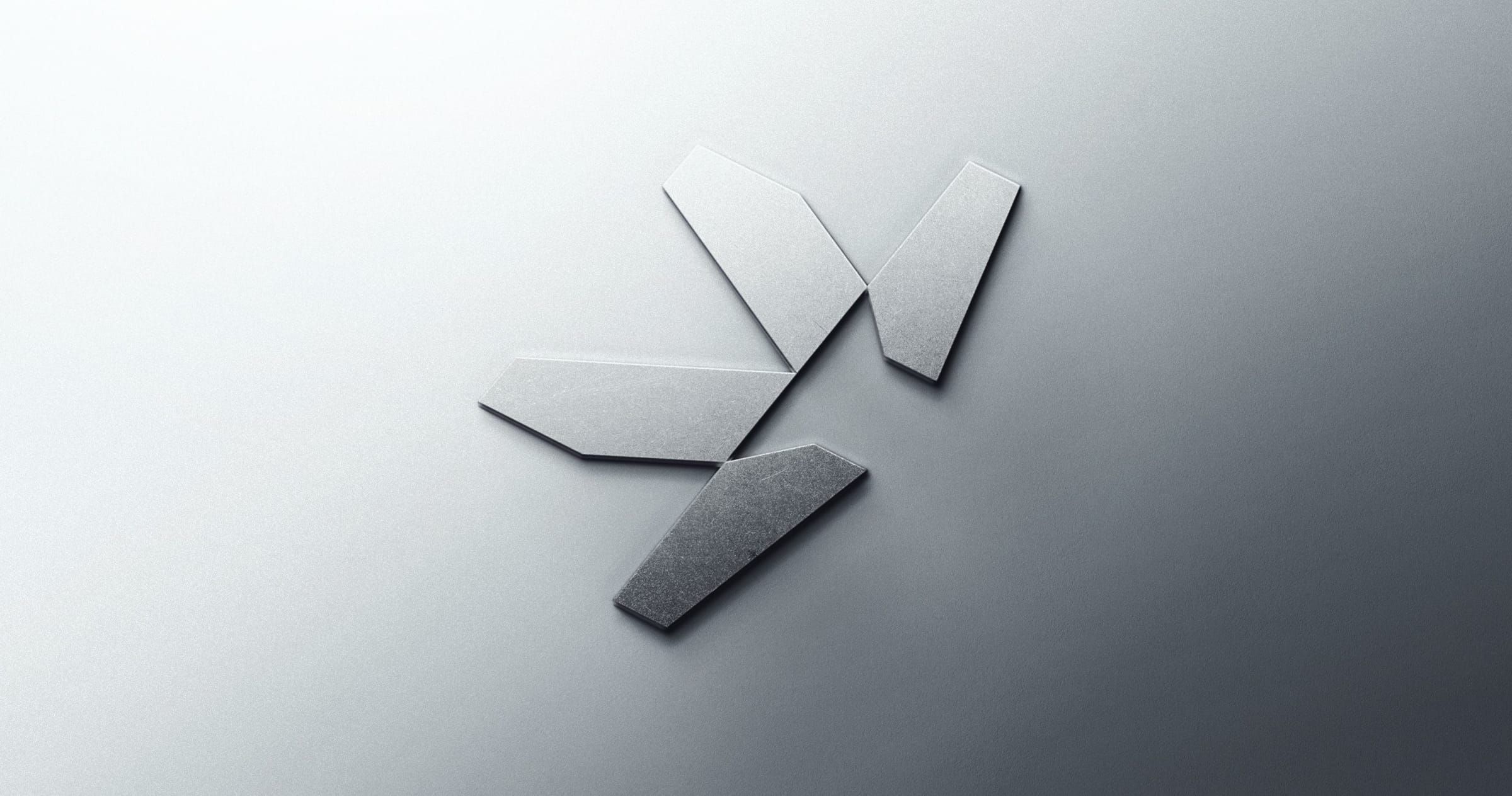 The symbol embossed on a white surface