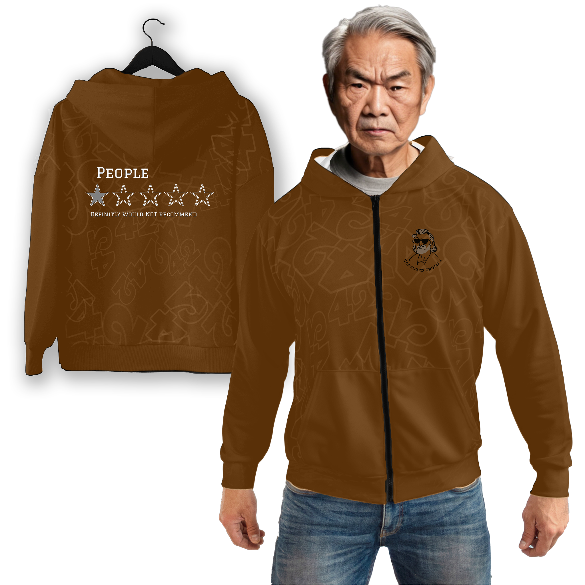 People 1 star AOP Zip Hoodie - Brown