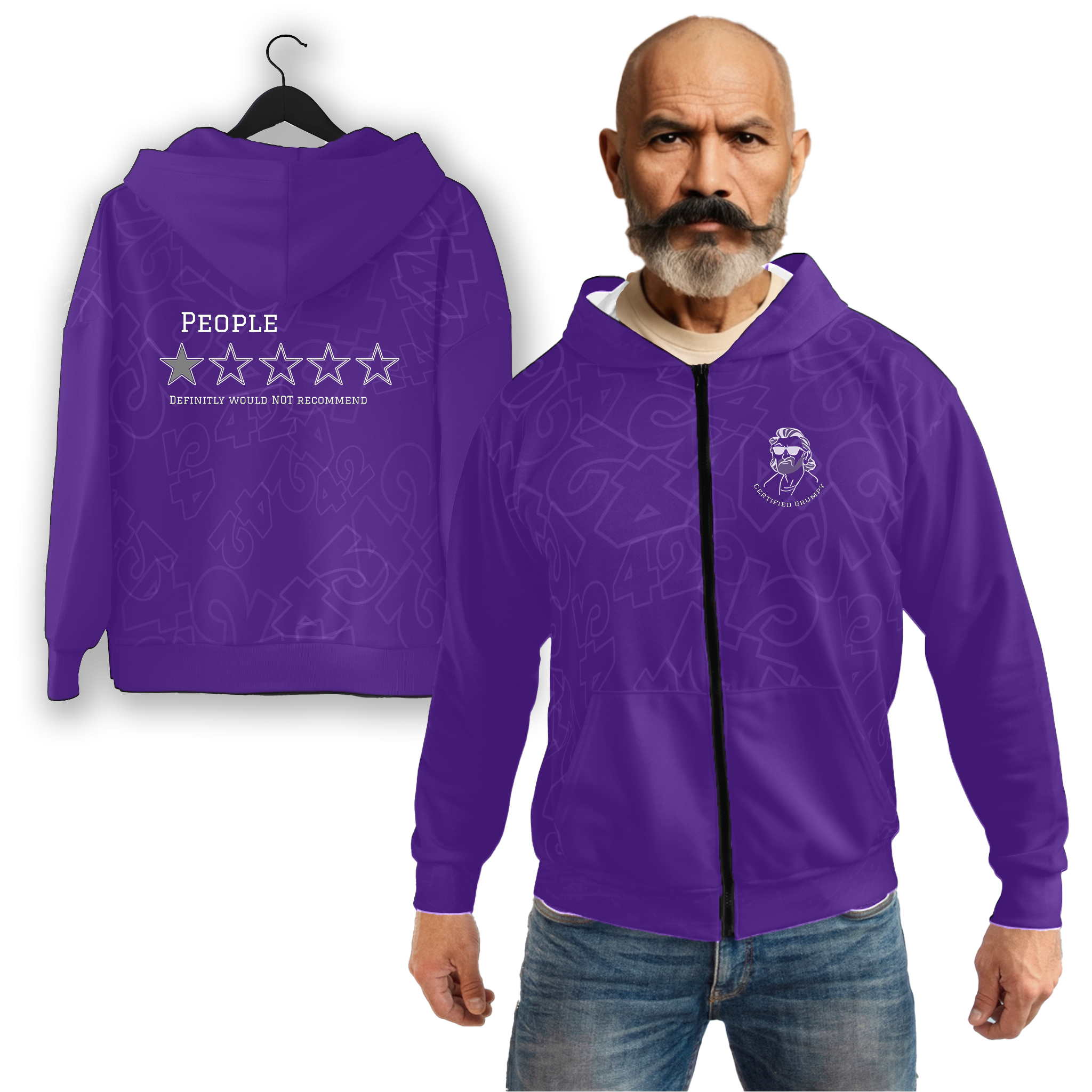 People 1 star AOP Zip Hoodie - Purple