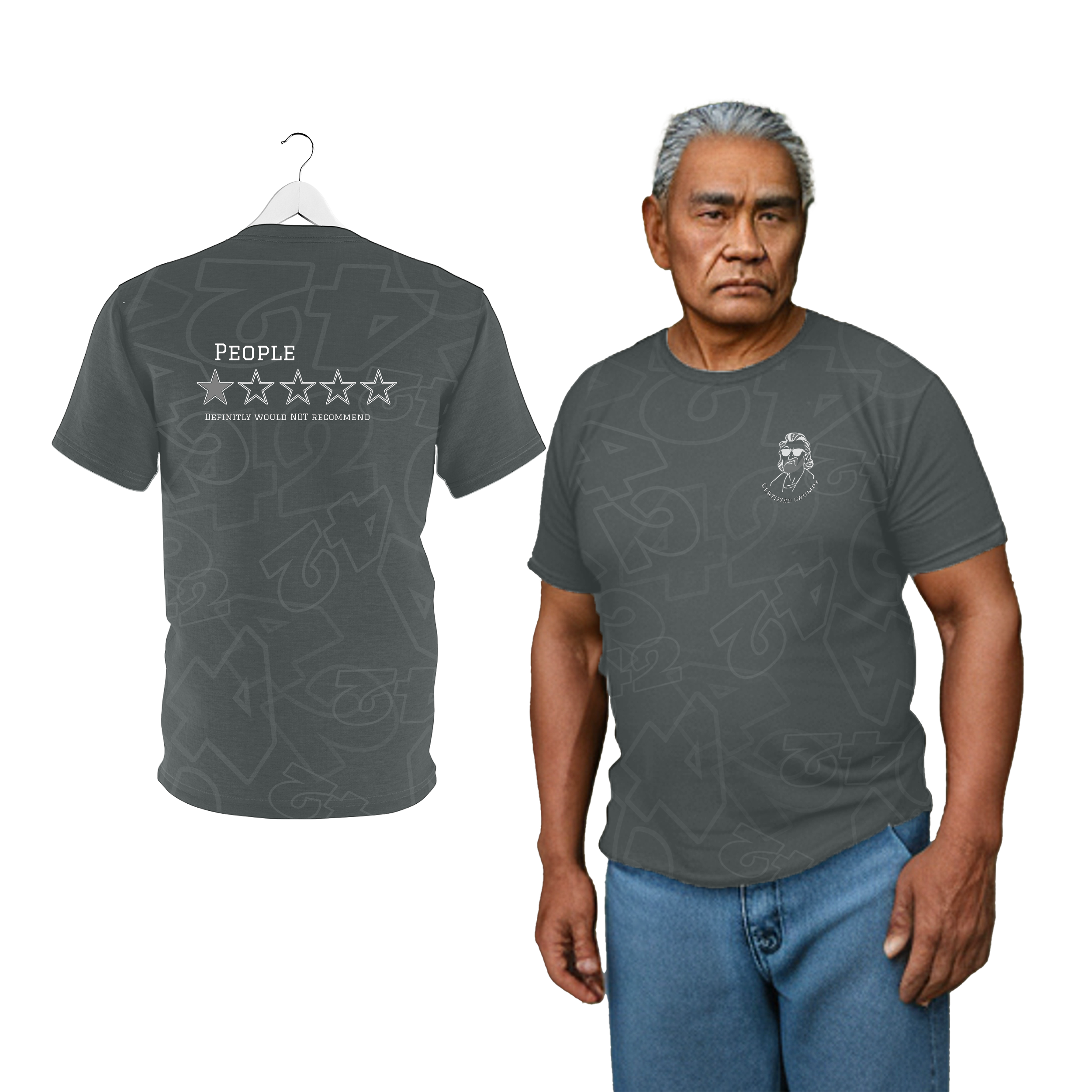 People 1 star AOP T - Dark Grey