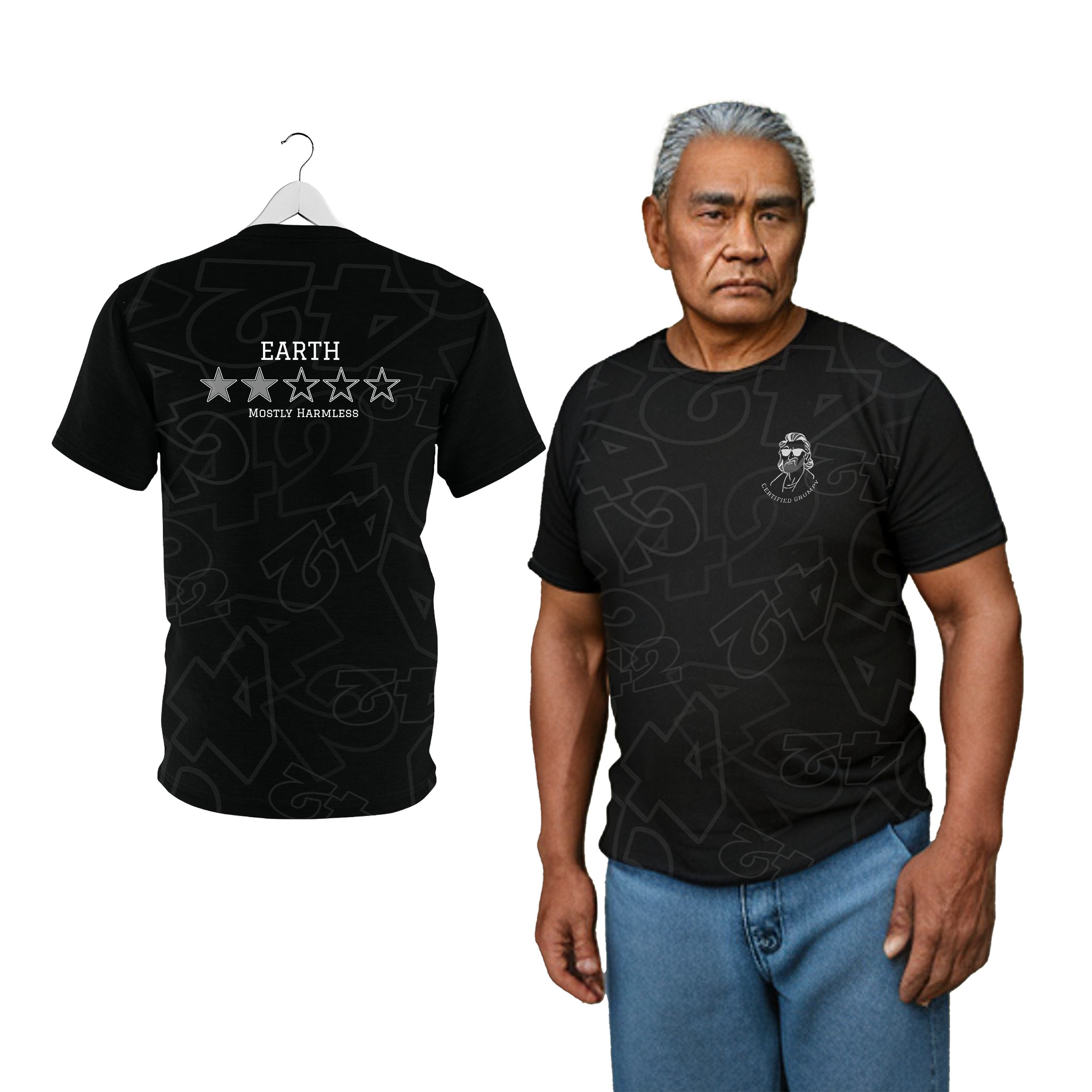 Earth 2 stars AOP T - Black