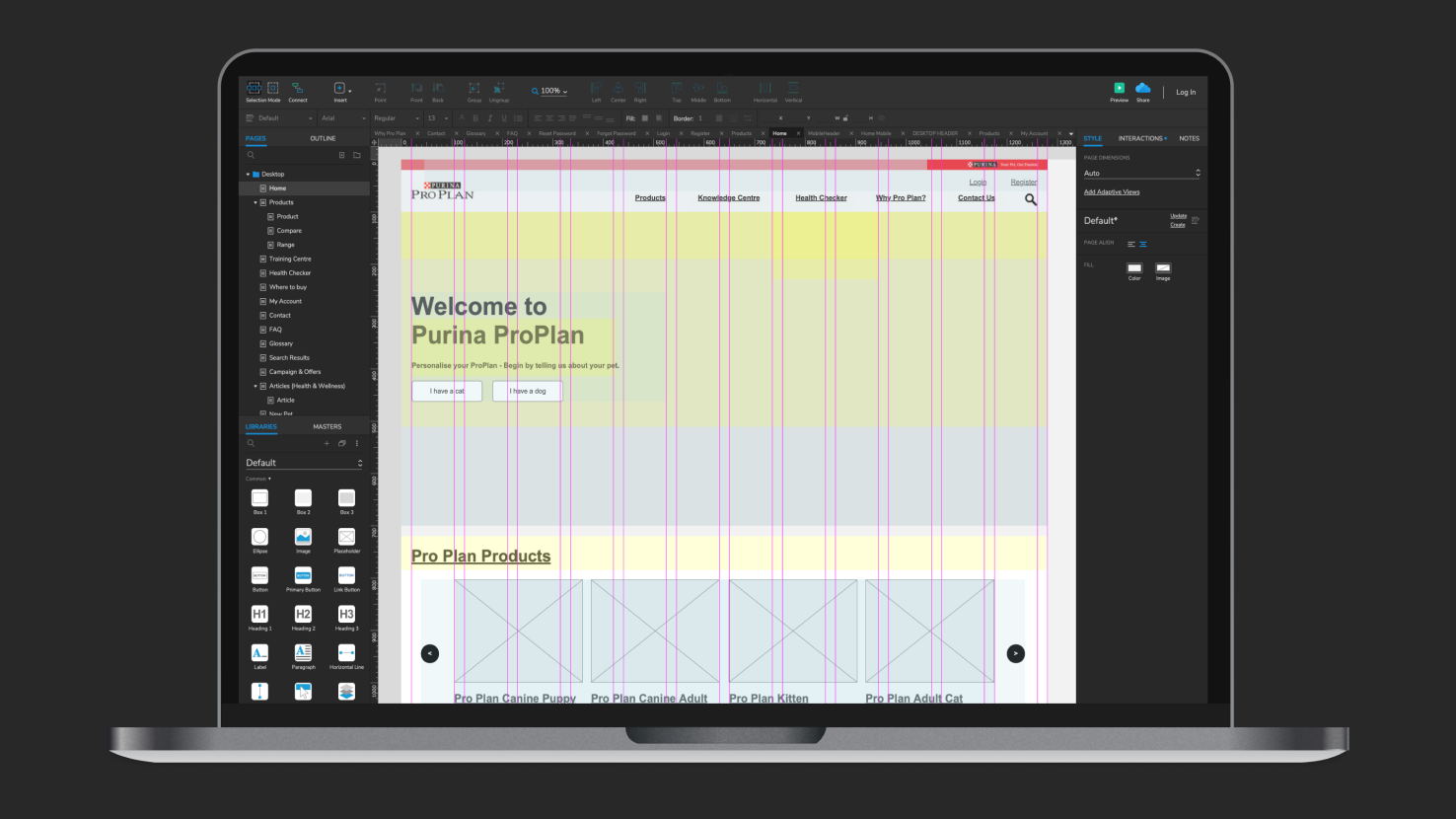 Purina prototype screenshot