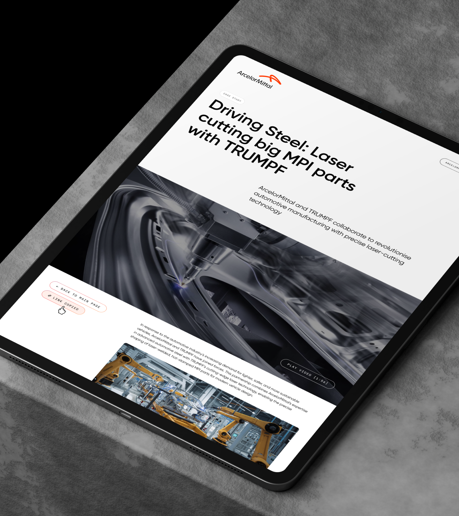 Article page in tablet viewport