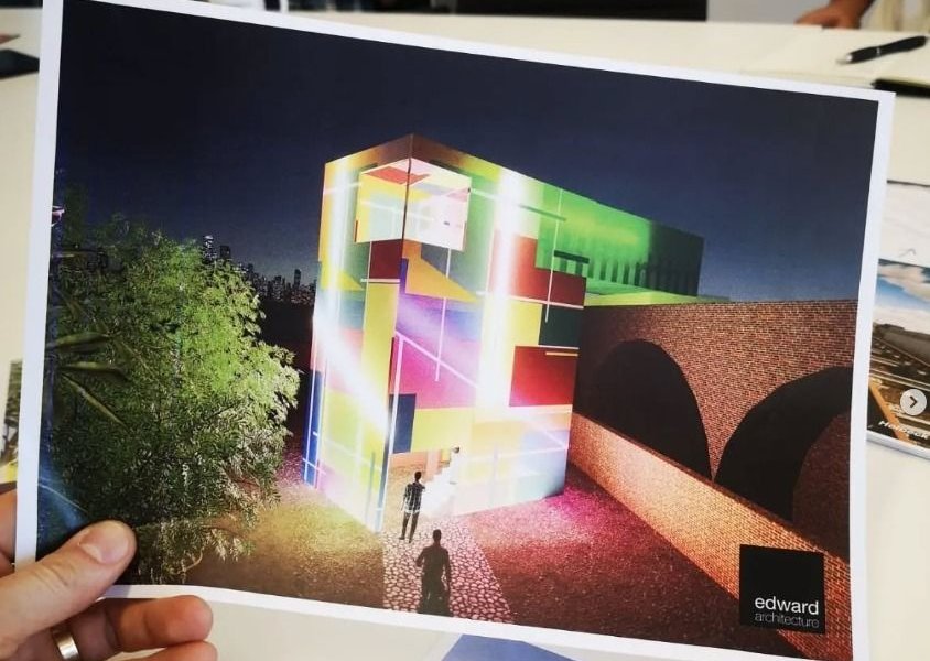 The proposed steps up to the Viaduct is mocked up in 3D