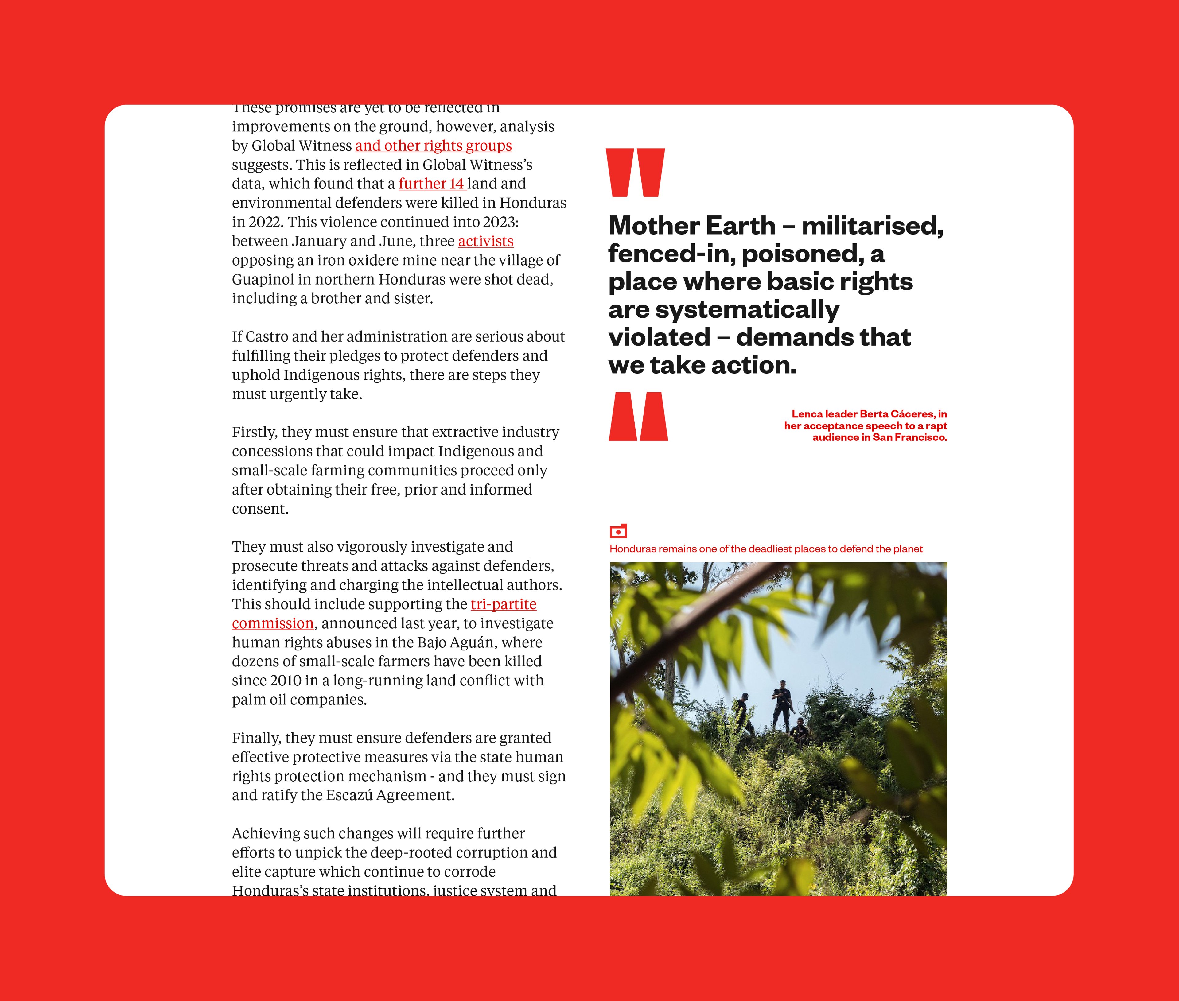 Showing the application of their website would work, this example shows the way information could be compacted to either be two columns when on the website. The mock up is set on a red background