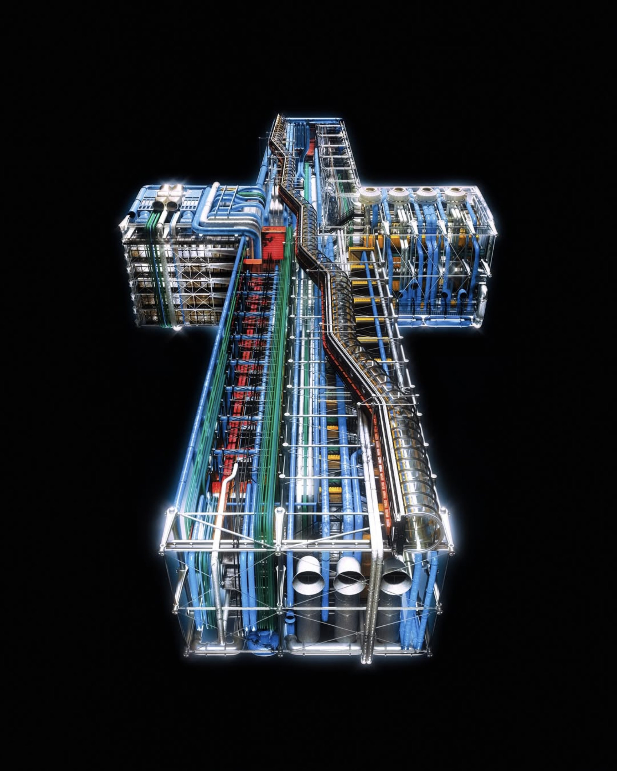 Visual artist Mathieu Boudot's Pompidou-esque interpretation of the Justice cross.
Credit: @mathieubdt