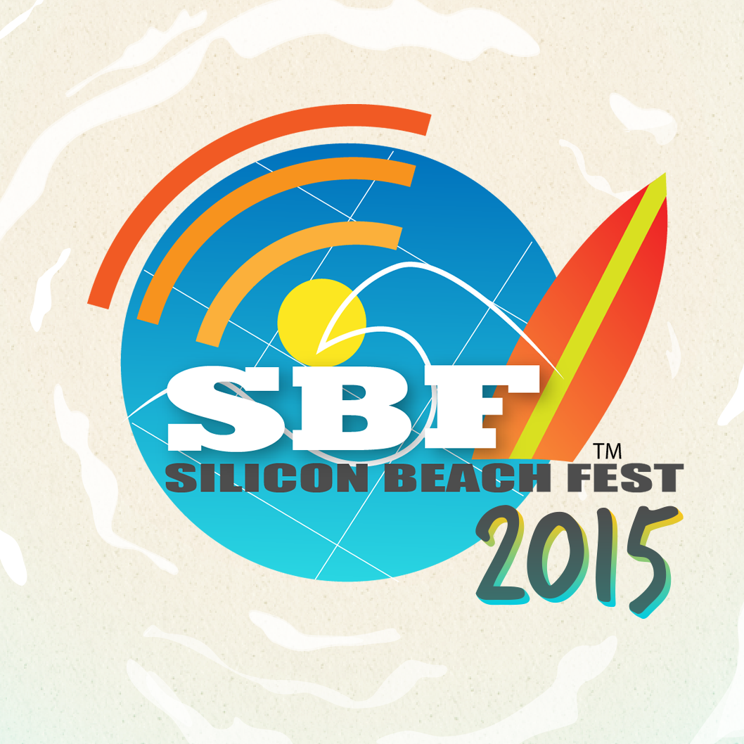 Logo for Silicon Beach Fest 2015 featuring a stylized wave and surfboard design.