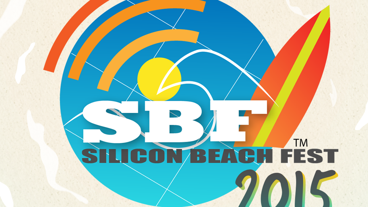 Logo for Silicon Beach Fest 2015 featuring a stylized wave and surfboard design.