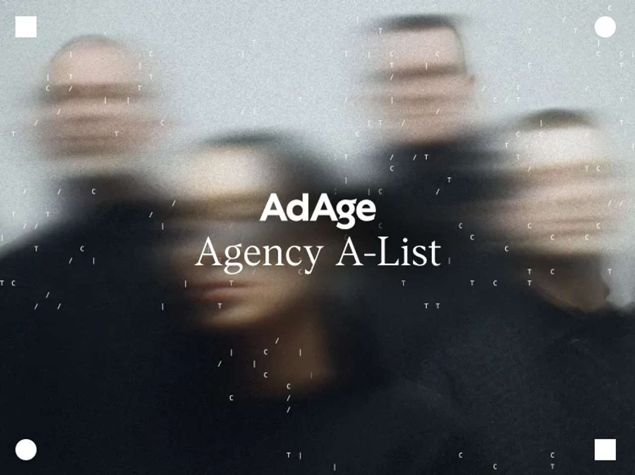 Blurred group of people with Ad Age and Code and Theory logos.