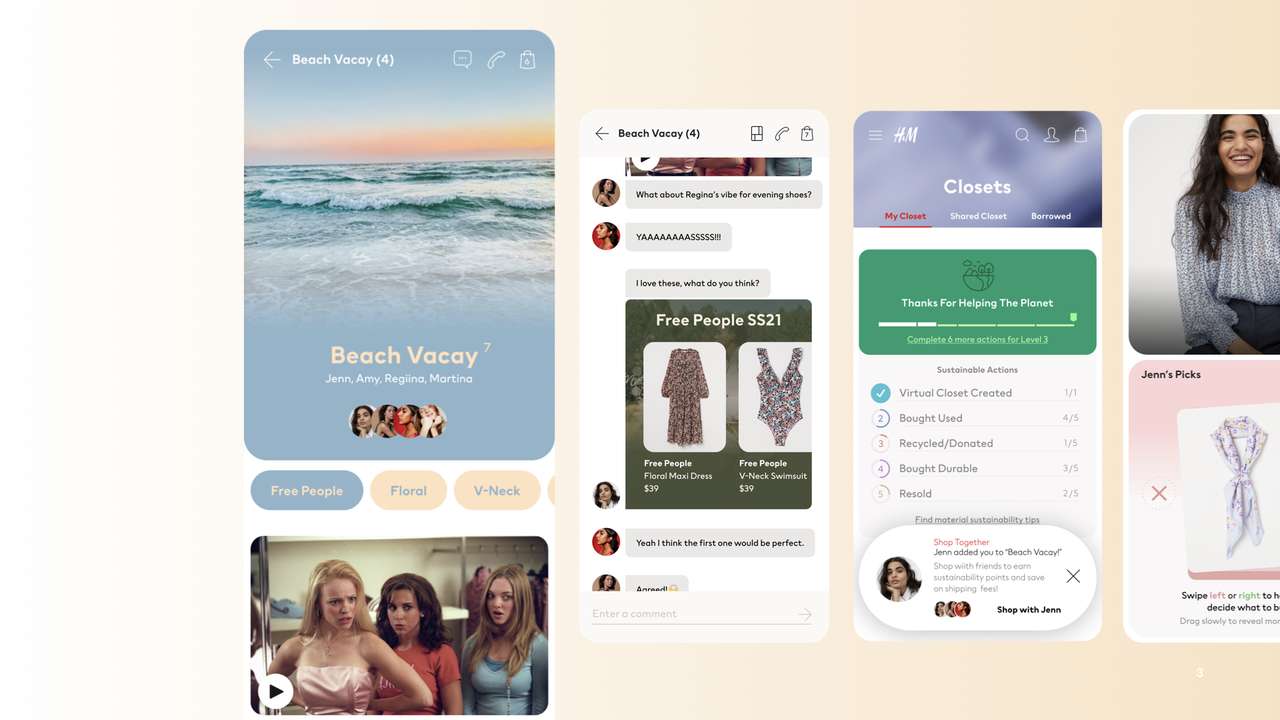 H&M mobile UI screens