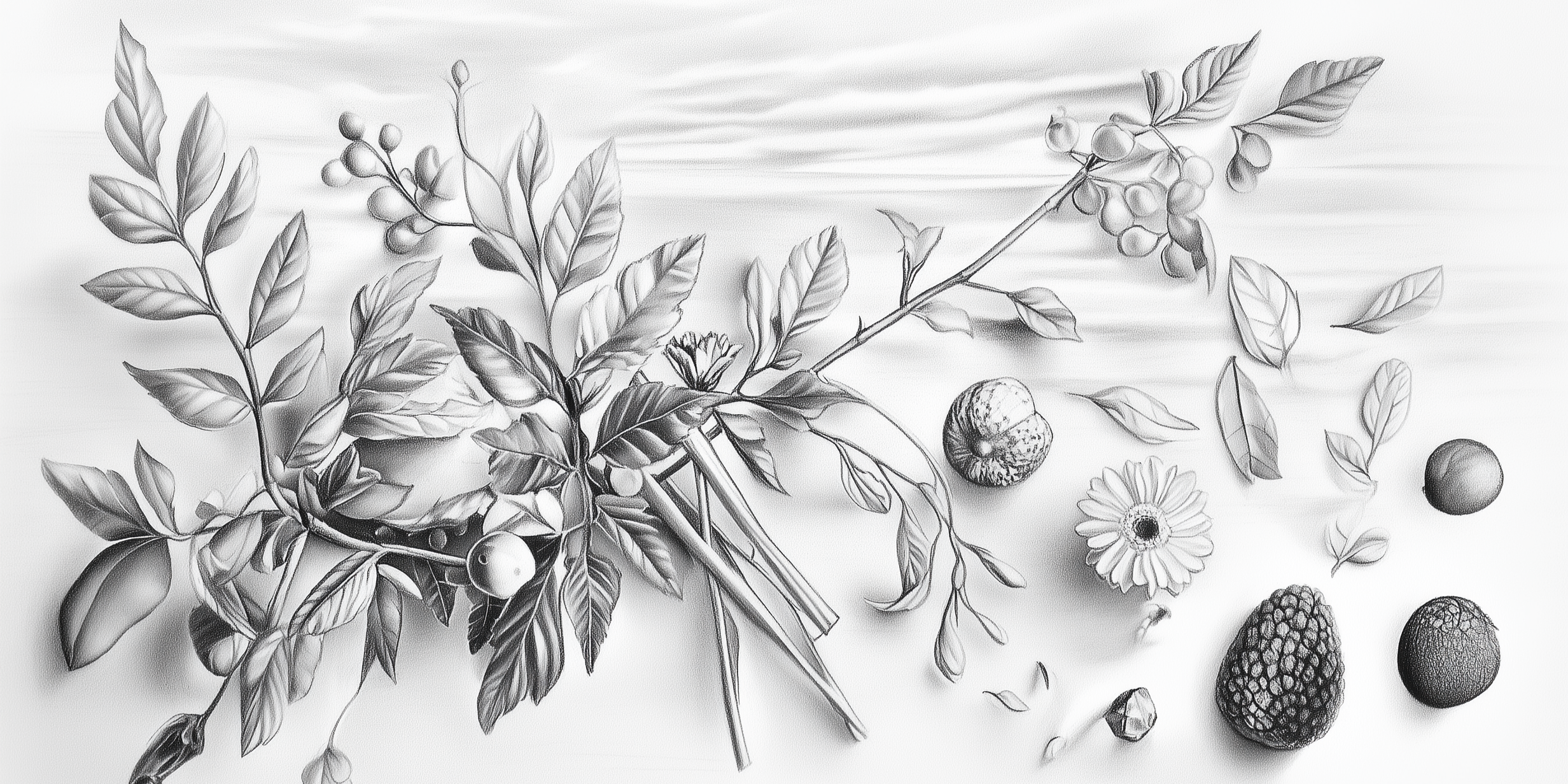 pencil drawing of natural ingredients