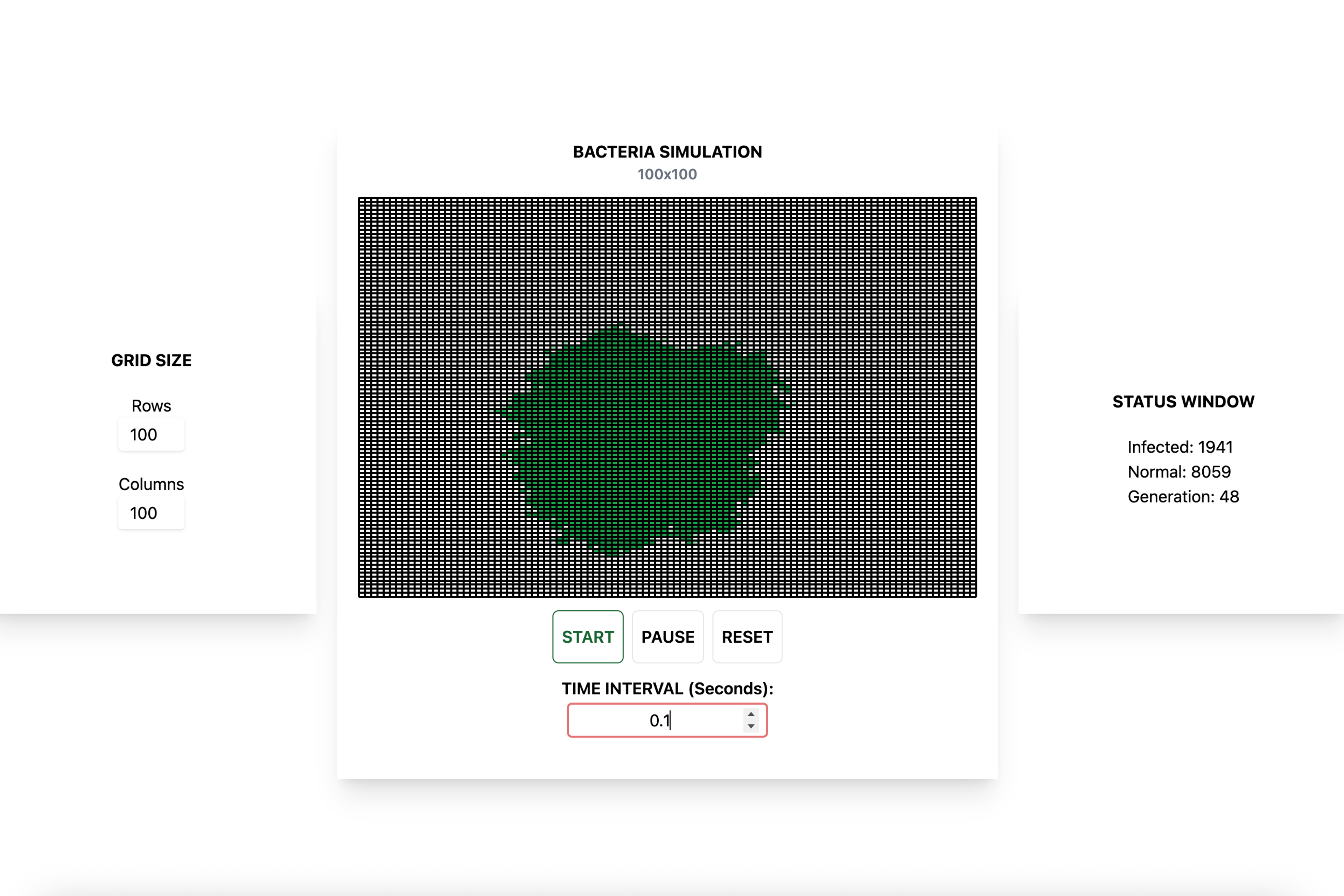 Preview of the bacteria simulator.