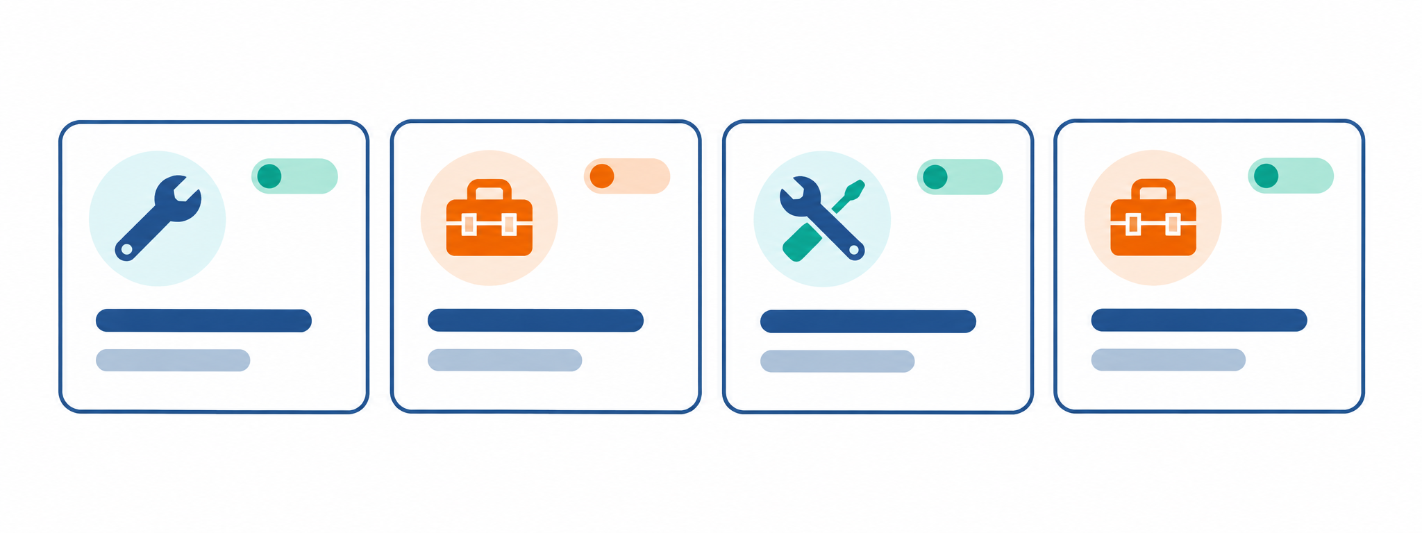 Illustration of a vendor directory shown as a row of contractor contact cards.