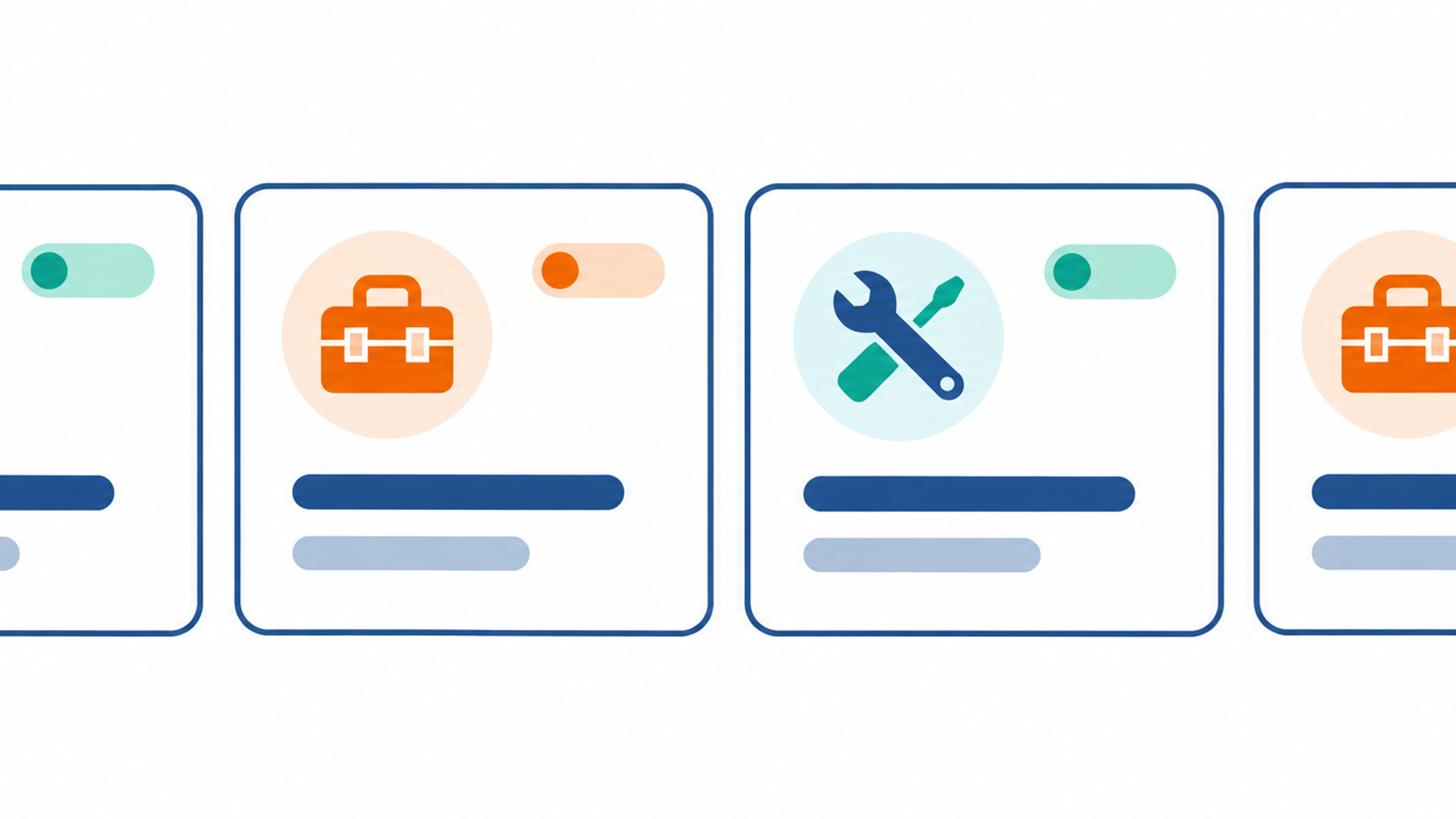 Illustration of a vendor directory shown as a row of contractor contact cards.