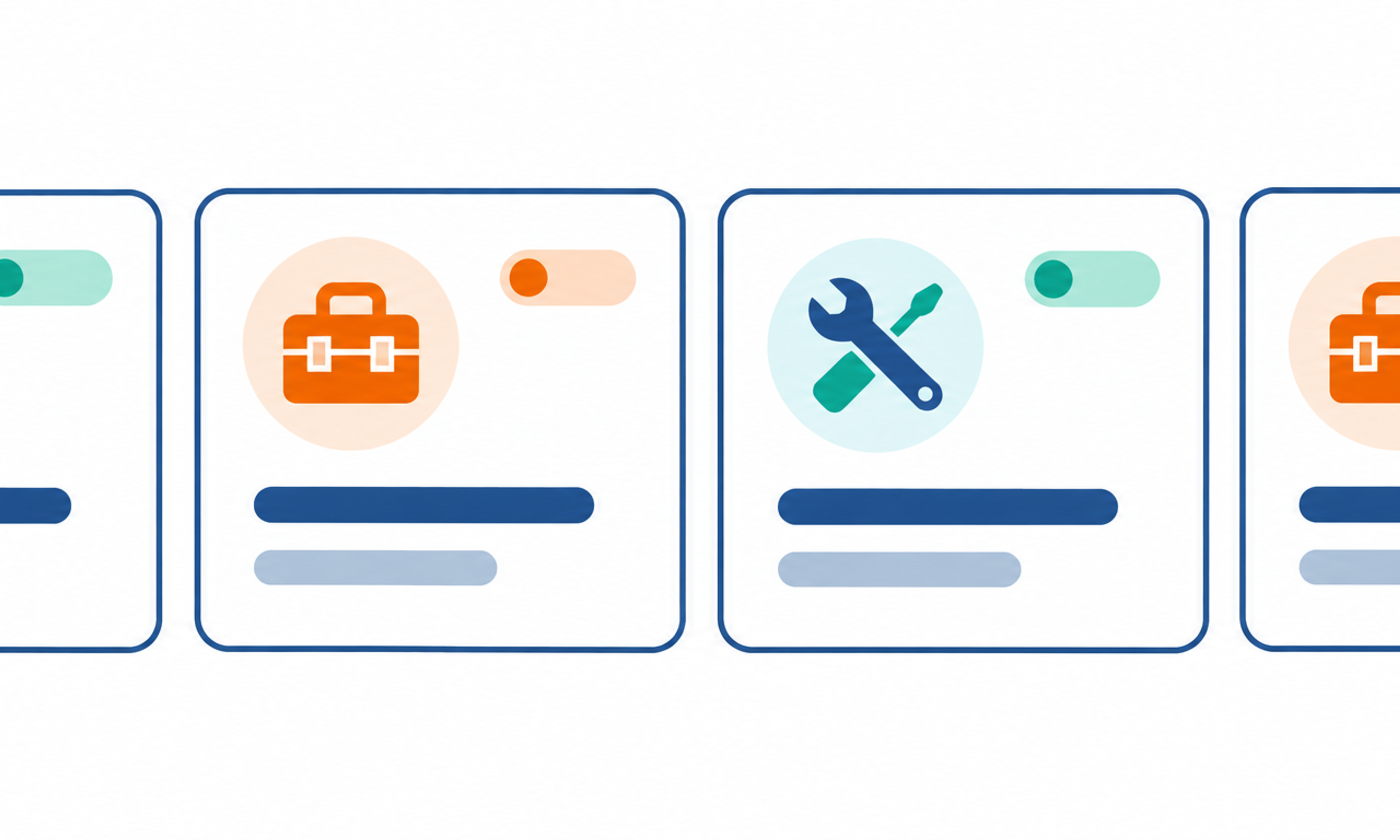 Illustration of a vendor directory shown as a row of contractor contact cards.