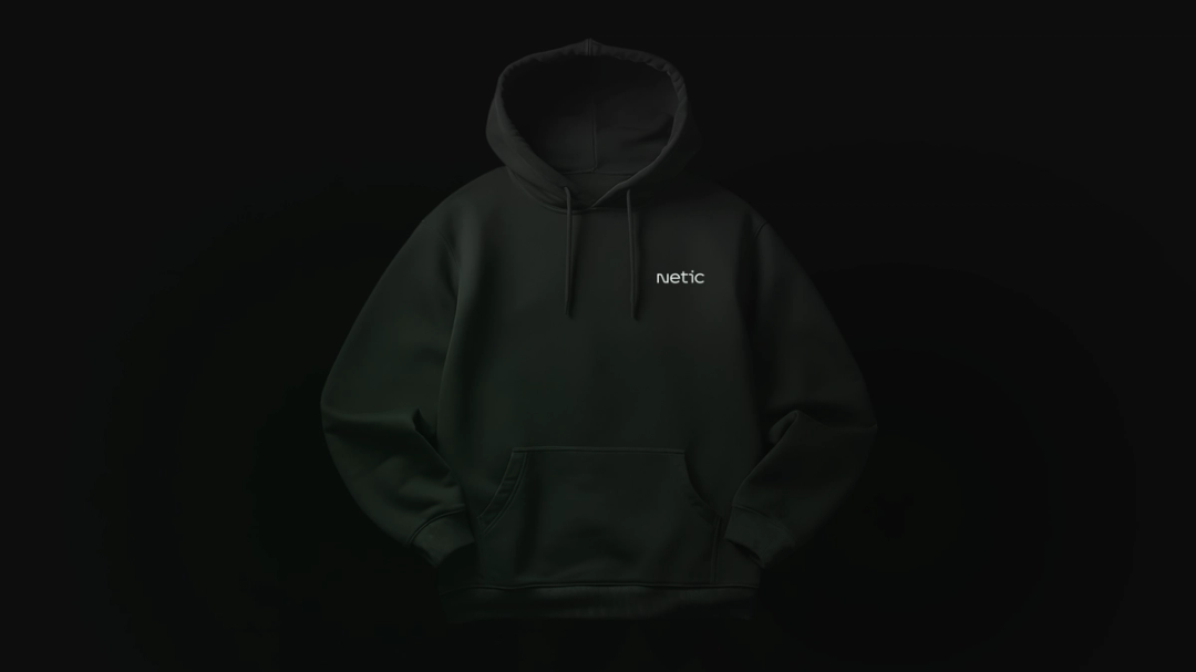 Black Netic hoodie with a subtle wordmark and N mark.