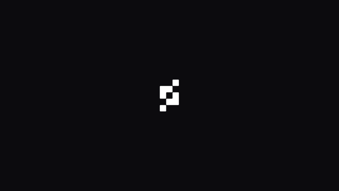 White Pragma symbol centered on a black background.