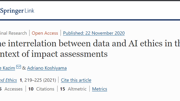 Screenshot of the published article in AI & Ethics