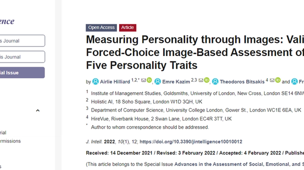 Screenshot of the article published in the Journal of Intelligence