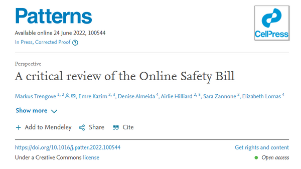 Screenshot of the article published in Patterns