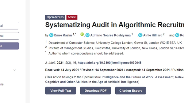 Screenshot of the article published in the Journal of Intelligence
