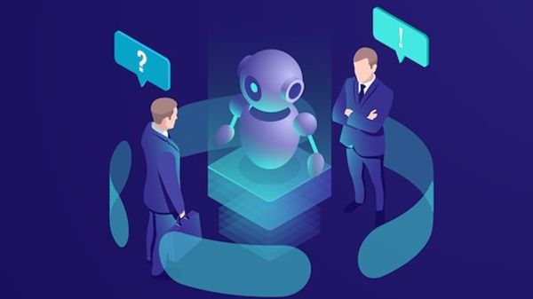 Cartoon of a robot making a choice between two people