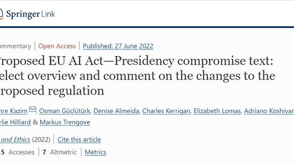 Screenshot of the article published in AI and Ethics